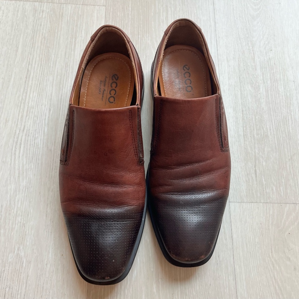 Ecco Comfort Loafers Size 43 with Inserts - Good Condition - Black and Brown